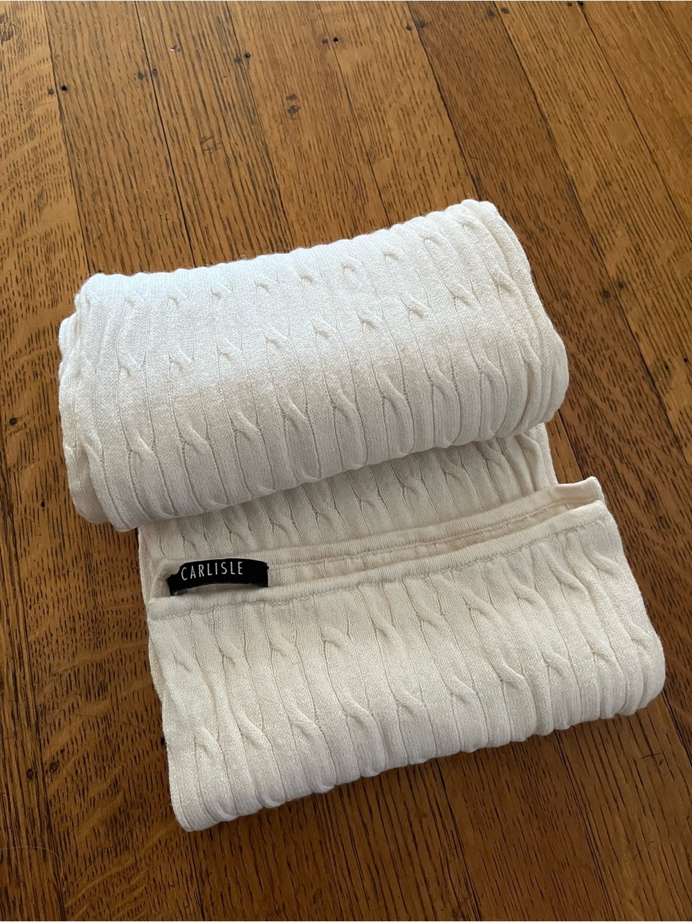 Carlisle Vintage Cream Cable-Knit Winter White Scarf